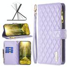 For OPPO A98 5G Diamond Lattice Zipper Wallet Leather Flip Phone Case(Purple) - 1