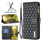 For OPPO A98 5G Diamond Lattice Zipper Wallet Leather Flip Phone Case(Black) - 1