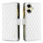 For OPPO A59 5G Diamond Lattice Zipper Wallet Leather Flip Phone Case(White) - 1