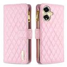 For OPPO A59 5G Diamond Lattice Zipper Wallet Leather Flip Phone Case(Pink) - 1