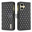 For OPPO A59 5G Diamond Lattice Zipper Wallet Leather Flip Phone Case(Black) - 1