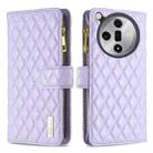 For OPPO Find X7 Diamond Lattice Zipper Wallet Leather Flip Phone Case(Purple) - 1