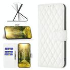 For OPPO A98 5G Diamond Lattice Wallet Leather Flip Phone Case(White) - 1