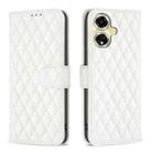 For OPPO A59 5G Diamond Lattice Wallet Leather Flip Phone Case(White) - 1