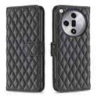 For OPPO Find X7 Diamond Lattice Wallet Leather Flip Phone Case(Black) - 1