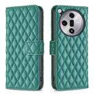 For OPPO Find X7 Diamond Lattice Wallet Leather Flip Phone Case(Green) - 1