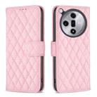For OPPO Find X7 Ultra Diamond Lattice Wallet Leather Flip Phone Case(Pink) - 1