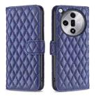 For OPPO Find X7 Ultra Diamond Lattice Wallet Leather Flip Phone Case(Blue) - 1