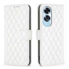 For OPPO A60 Diamond Lattice Wallet Leather Flip Phone Case(White) - 1