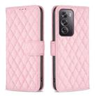 For OPPO Reno12 Pro Global Diamond Lattice Wallet Leather Flip Phone Case(Pink) - 1