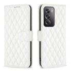 For OPPO Reno12 Pro Global Diamond Lattice Wallet Leather Flip Phone Case(White) - 1