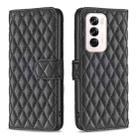 For OPPO Reno12 Global Diamond Lattice Wallet Leather Flip Phone Case(Black) - 1