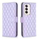 For OPPO Reno12 Global Diamond Lattice Wallet Leather Flip Phone Case(Purple) - 1