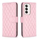 For OPPO Reno12 Global Diamond Lattice Wallet Leather Flip Phone Case(Pink) - 1