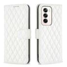 For OPPO Reno12 Global Diamond Lattice Wallet Leather Flip Phone Case(White) - 1