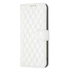 For OPPO Reno12 Global Diamond Lattice Wallet Leather Flip Phone Case(White) - 3