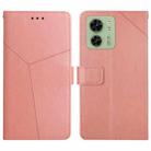 For Motorola Edge 40 HT01 Y-shaped Pattern Flip Leather Phone Case(Pink) - 1