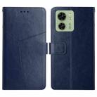 For Motorola Edge 40 HT01 Y-shaped Pattern Flip Leather Phone Case(Blue) - 1