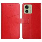 For Motorola Edge 40 HT01 Y-shaped Pattern Flip Leather Phone Case(Red) - 1