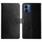 For Motorola Moto G14 HT01 Y-shaped Pattern Flip Leather Phone Case(Black) - 1