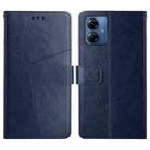 For Motorola Moto G14 HT01 Y-shaped Pattern Flip Leather Phone Case(Blue) - 1