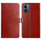 For Motorola Moto G14 HT01 Y-shaped Pattern Flip Leather Phone Case(Brown) - 1