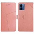 For Motorola Moto G54 HT01 Y-shaped Pattern Flip Leather Phone Case(Pink) - 1