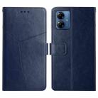 For Motorola Moto G54 HT01 Y-shaped Pattern Flip Leather Phone Case(Blue) - 1