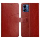 For Motorola Moto G54 HT01 Y-shaped Pattern Flip Leather Phone Case(Brown) - 1