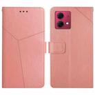 For Motorola Moto G84 HT01 Y-shaped Pattern Flip Leather Phone Case(Pink) - 1