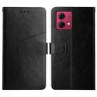 For Motorola Moto G84 HT01 Y-shaped Pattern Flip Leather Phone Case(Black) - 1