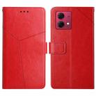 For Motorola Moto G84 HT01 Y-shaped Pattern Flip Leather Phone Case(Red) - 1