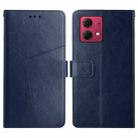 For Motorola Edge 40 Neo HT01 Y-shaped Pattern Flip Leather Phone Case(Blue) - 1