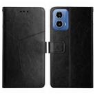 For Motorola Moto G34 5G HT01 Y-shaped Pattern Flip Leather Phone Case(Black) - 1