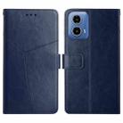 For Motorola Moto G34 5G HT01 Y-shaped Pattern Flip Leather Phone Case(Blue) - 1