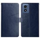 For Motorola Moto G Play 4G 2024 HT01 Y-shaped Pattern Flip Leather Phone Case(Blue) - 1