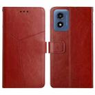 For Motorola Moto G Play 4G 2024 HT01 Y-shaped Pattern Flip Leather Phone Case(Brown) - 1