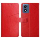 For Motorola Moto G Play 4G 2024 HT01 Y-shaped Pattern Flip Leather Phone Case(Red) - 1