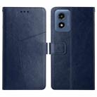 For Motorola Moto G Play 5G 2024 HT01 Y-shaped Pattern Flip Leather Phone Case(Blue) - 1