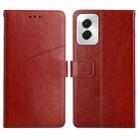 For Motorola Moto G Power 5G 2024 HT01 Y-shaped Pattern Flip Leather Phone Case(Brown) - 1