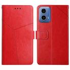 For Motorola Moto G04 / G24 HT01 Y-shaped Pattern Flip Leather Phone Case(Red) - 1