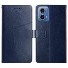 For Motorola Moto G Stylus 5G 2024 HT01 Y-shaped Pattern Flip Leather Phone Case(Blue) - 1