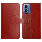 For Motorola Moto G Stylus 5G 2024 HT01 Y-shaped Pattern Flip Leather Phone Case(Brown) - 1