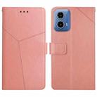 For Motorola Moto G85 5G HT01 Y-shaped Pattern Flip Leather Phone Case(Pink) - 1