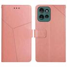 For Motorola Edge 50 HT01 Y-shaped Pattern Flip Leather Phone Case(Pink) - 1