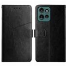 For Motorola Edge 50 Neo HT01 Y-shaped Pattern Flip Leather Phone Case(Black) - 1