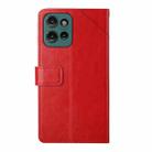 For Motorola Moto G75 5G HT01 Y-shaped Pattern Flip Leather Phone Case(Red) - 3