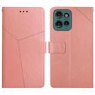 For Motorola Moto G 5G 2025 HT01 Y-shaped Pattern Flip Leather Phone Case(Pink) - 1