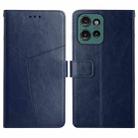 For Motorola Moto G Play 2025 / G Power 2025 HT01 Y-shaped Pattern Flip Leather Phone Case(Blue) - 1