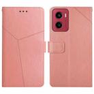 For Motorola Moto G05 HT01 Y-shaped Pattern Flip Leather Phone Case(Pink) - 1